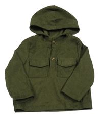 Khaki žebrovaná košile s kapucí Shein