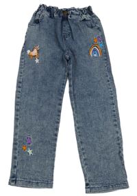 Modré mom paper bag rifle s duhou a jednorožcem Shein