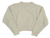 Smotanový žinylkový crop sveter H&M