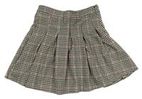 Béžovo-černo-starorůžová kostkovaná skládaná sukně Primark