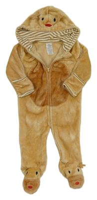 Béžová chlpatá kombinéza s kapucí - sob