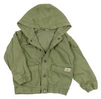 Khaki riflová podšitá bunda s kapucí Tu