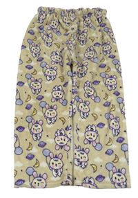 Béžové chlupaté pyžamové kalhoty s králíky