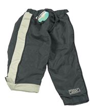 Nové - Tmavošedo-béžové šušťákové podšité nohavice s nápisom