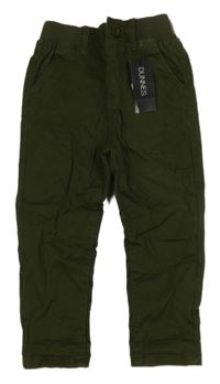 Nové - Khaki plátěné kalhoty s úpletovým pasem St. Bernard