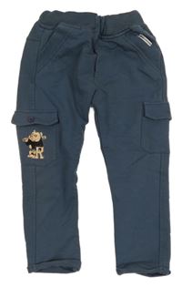 Tmavomodré cargo tepláky so psem
