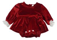 Červené zamatové šaty s všitým body Shein