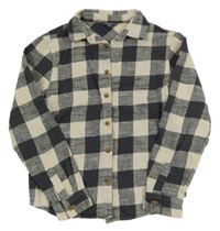 Béžovo-antracitová kockovaná košeľová bunda Primark