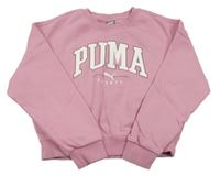 Starorůžová crop mikina s logem Puma