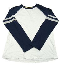 Bielo-tmavomodré tričko s pruhy na rukávech M&S