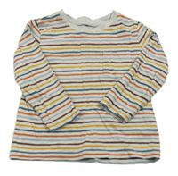 Šedo-barevné pruhované triko s kapsou