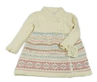 Nové - Krémové svetrové šaty so vzorom