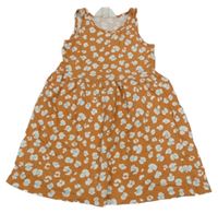 Medové vzorované bavlnené šaty H&M