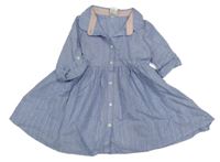 Modro-strieborné pruhované prepínaci košeľové šaty H&M