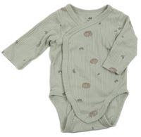 Světlezelené žebrované zavinovací body s ježky H&M