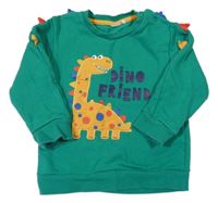 Zelená mikina s dinosaurom a ostny