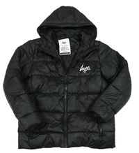 Čierna šušťáková zimná bunda s logom a kapucňou Hype
