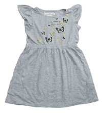 Sivé melírované šaty s motýlikmi H&M