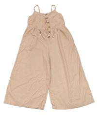 Světlerůžový lehký široký culottes overal Tu