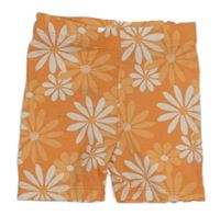 Oranžové květované elastické kraťasy Primark