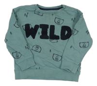 Zelenomodrá mikina s medveďmi a nápisom zn. Mothercare