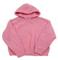 Ružový pletený crop sveter s kapucňou Matalan