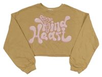 Hnedá crop mikina s nápisom H&M