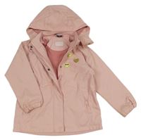 Světlerůžová nepromokavá jarní bunda se smajlíky a kapucí 
