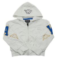 Biela crop prepínaci mikina s logom a kapucňou Kappa