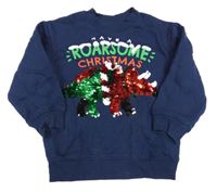 Tmavomodrá mikina s dinem z flitrů H&M