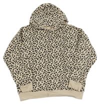 Smetanovo-černá leopardí mikina s kapucí M&S