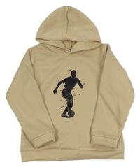 Béžová mikina s potlačou a kapucňou