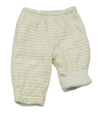 Smetanovo-bílé pruhované sametové zateplené tepláky C&A