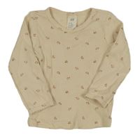 Smotanové rebrované kvetované tričko H&M