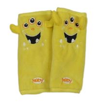 2x žluté sametové chrániče na bezpečnostní pás s příšerkou 