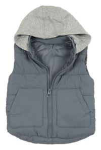 Šedá šusťáková zateplená vesta s teplákovou kapucí dunnes