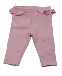 Svetloružové rebrované legíny s volánikmi C&A