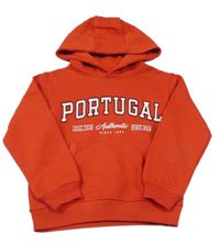 Červená mikina s nápisom a kapucňou