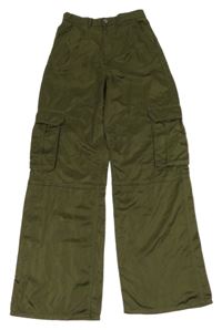 Khaki saténové kalhoty s kapsami H&M