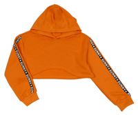 Oranžová crop mikina s kapucňou shein