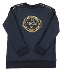 Tmavomodrá mikina so zlatým potlačou River Island
