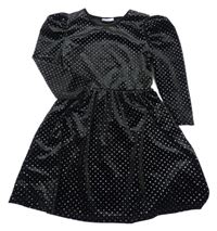 Čierno-strieborné zamatové šaty Matalan