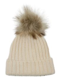 Smetanová pletená čepice s bambulí H&M
