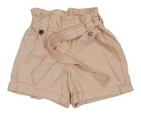 Svetloružové koženkové kraťasy s opaskom River Island