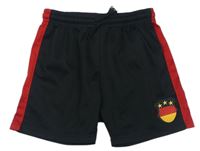 Čierno-červené športové kraťasy s nášivkou - Deutschland