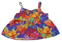 Fialový kvetovaný crop top Next