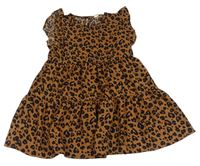 Hnedo-čierne šaty s leopardím vzorom Shein
