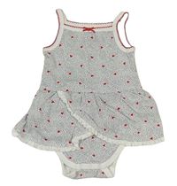 Bielo-tmavomodro-červené bodkovaná é body so sukní C&A