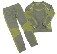 2set - Sivo-žlté funkčné triko + funkčné nohavice Lupilu