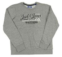 Šedá melírovaná mikina s nápisy Jack & Jones